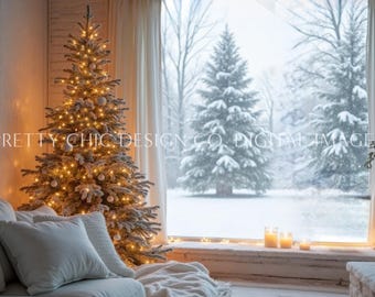 Zoom Background, Cozy Winter Window Background for Meetings, Snow Virtual Office, Professional Teams, Digital Image, GoogleMeets Backgrounds