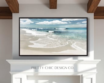 Ocean Waves Frame TV Art, Smart TV Artwork, Samsung, Digital Download, Summer Beach Oil Painting, Calming Nature Digital Virtual Background