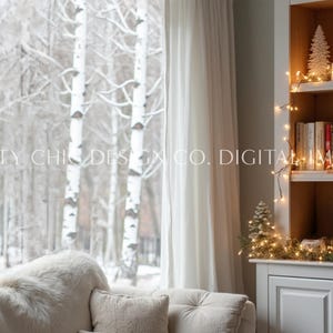 Winter Zoom Background, Cozy Window Backdrop for Meetings, Snow Virtual Office, Professional Teams, Digital Image, GoogleMeets Backgrounds