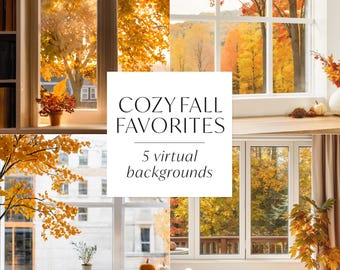 Cozy Fall Favorites Virtual Background Bundle: Pack of 5 Digital Backgrounds, Meetings, Office, Professional Teams, Digital Image