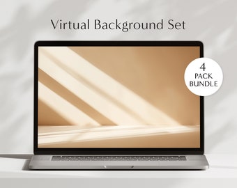 Zoom Background Bundle, Pack of 4 Backgrounds for Meetings, Virtual Office, Professional Teams, Digital Image, Meets Backgrounds, Bookshelf