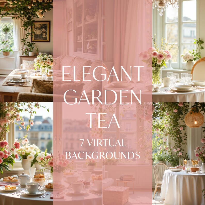 Elegant Cottagecore Garden Virtual Background Bundle, Pack of 8 Digital ...