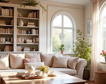 Elevated Cozy Background, Aesthetic Window for Meetings, Virtual Office, Professional Teams, Digital Image, GoogleMeets Backdrop