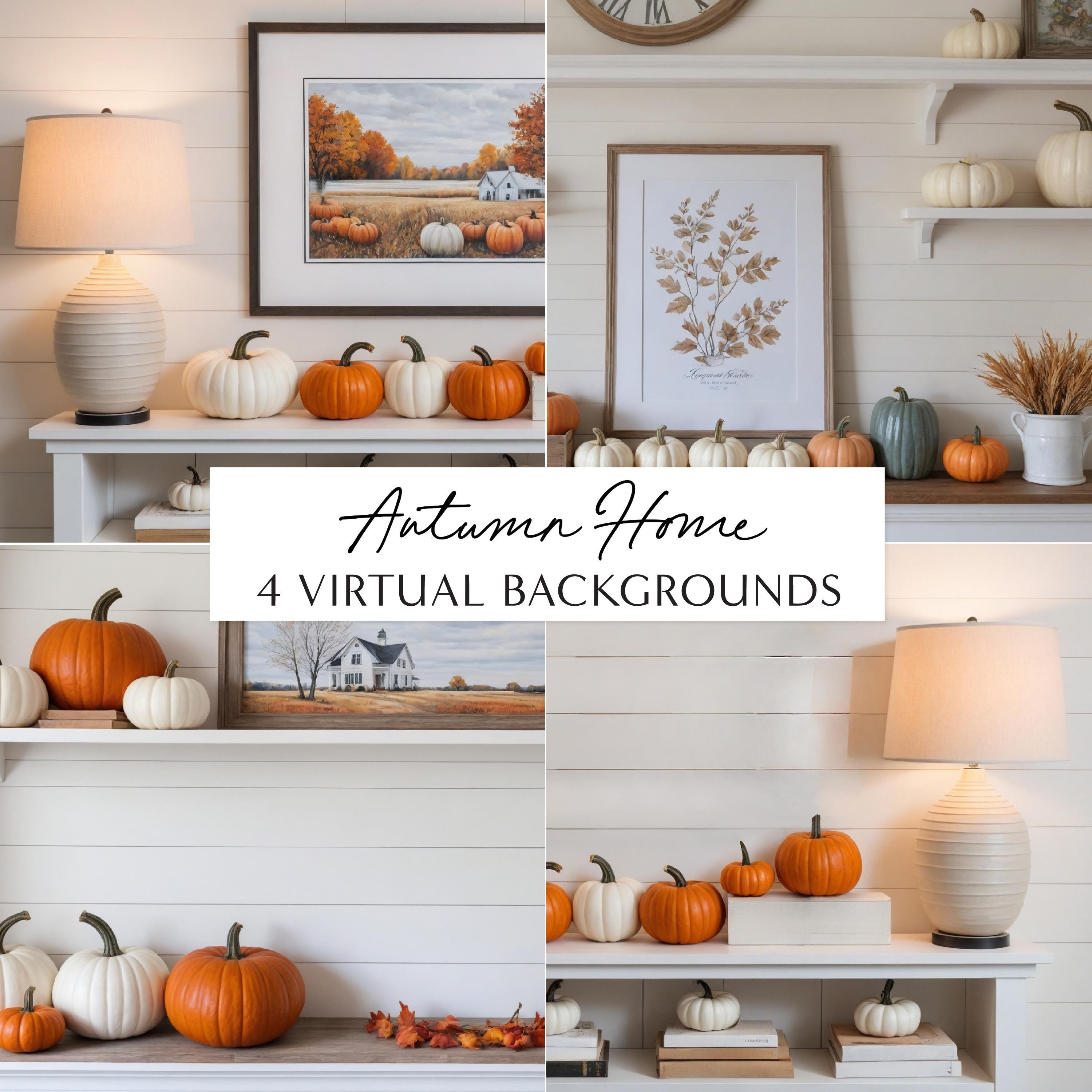 Autumn Home Virtual Background Bundle, Fall Pack of 4 Digital ...