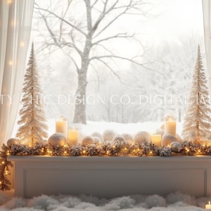 Zoom Background, Cozy Winter Window Backdrops for Meetings, Snow Virtual Office, Professional Teams, Christmas Digital Image, GoogleMeets