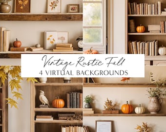 Cozy Autumn Aesthetic Virtual Background Bundle, Fall Pack of 8 Digital Backgrounds, Meetings, Office, Professional Teams, Digital Image