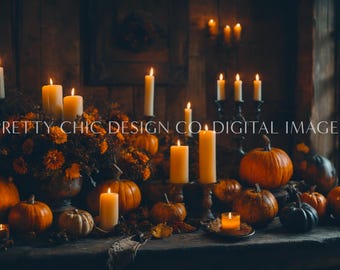 Zoom Background, Cozy Fall Candles Background for Meetings, Autumn Virtual Office, Teams, Digital Image, GoogleMeets Backgrounds, Pumpkins
