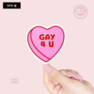 Gay For You Candy Heart Rose Esthétique LGBTQIA + Fierté Féministe Déclaration Autocollant Hydroflask Cadeau pour Masc WLW Sapphic Lesbienne Saint-Valentin
