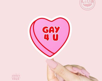 Gay For You Candy Heart Pink Ästhetik LGBTQIA + Pride Feminist Statement Aufkleber Hydroflask Geschenk für Masc AWLA Sapphic Lesben Valentine