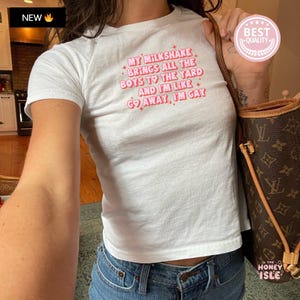 My Milkshake Brings All the Boys to the Yard Pink Aesthetic Tee LGBTQIA+ pride Feminist Statement Gift Masc WLW Sapphic Lesbian Valentine