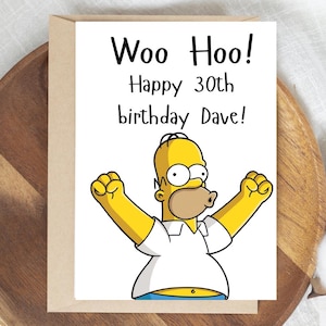Cartão de felicitações personalizado para impressão Homer Simpson Cartão de feliz aniversário Simpsons Cartão de presente do programa de TV Simpsons para ele Download digital