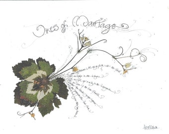 Vines of Marriage 1--print from original made with real leaves and calligraphy