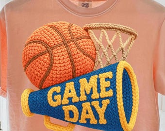 Faux Crochet Basketball- Royal Blue high resolution PNG Faux Yarn Png - Sublimation or DTF - Digital download