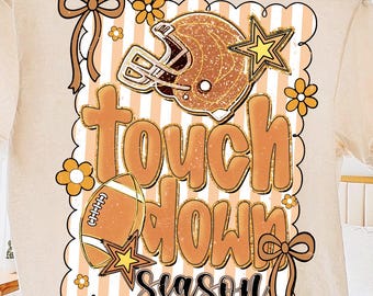 Floral Football Touch Down Season png, Retro Football png, Football Png, Game Day Shirt Png, Football Mama Png, Sport Png, coquette football