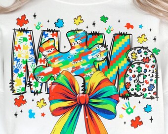 Autism Mama PNG, Autism Coquette Bow Png, Autism png, Autism Mom Gift, Autism Advocate png, Autism Awareness, Neurodiversity png, Retro Mama