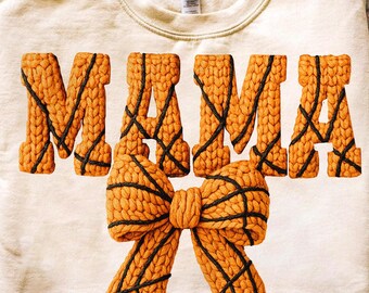 Garen basketbal mama boog png, gezellige gebreide basketbal png, faux gehaakt sportontwerp, basketbal moeder sublimatie, game dag digitale download