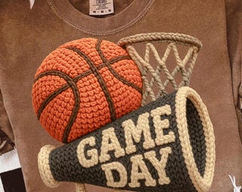 Game Day Basketball PNG, faux yarn basketball Png, Crochet basketball png, Game day Shirt design, basketball season png, basketball mom png