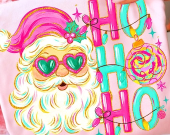 Pink Santa Claus Coquette Christmas Clipart, Girly Preppy Holiday PNG, Cute Pastel Santa Sublimation, Trendy Xmas t-shirt Design download
