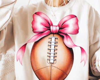 Coquette Pink bow Football png file, Football png file, Png file download, Sublimation png file, football png design, football png