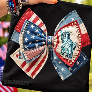 Faux patchwork patriottische coquette strik png, vintage Amerikaanse vlag, 4 juli png, onafhankelijkheidsdag sublimatie, shirtontwerp VS