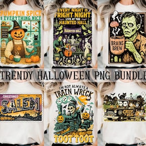Trendy Halloween Bundle Png, Halloween Characters Png, Funny Horror png, Retro Fall Halloween Png, Spooky Season Png, Pumpkin Ghost design