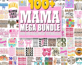 100+ Mama Png-Bundle, Hand gezeichnete Hand beschriftet, Retro Muttertag Png, Blumen Mama Design, Bundle Png, trendige Sublimation, PNG Craft Design