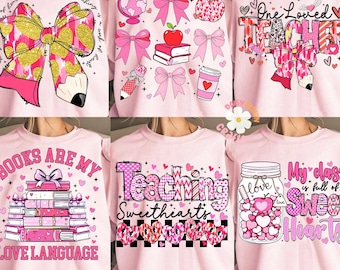 Teacher Valentine PNG Bundle, Loved Teacher Valentine, Valentine Day Png, Valentine Teacher Heart Pencil Png, Retro Teacher Png