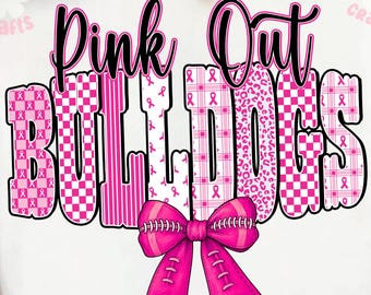 Pink Out Bulldogs Png, Projekt Piłki Nożnej na rzecz Świadomości Raka Piersi, Clipart Spirit Bulldogs, Różowa Maskotka Dnia Meczu Png, Wsparcie Drużyny Szkolnej