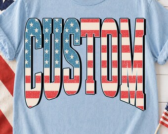 4 juli aangepaste naam png, patriottische Amerikaanse vlag naam shirtontwerp, sublimatie VS