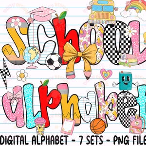 School Teacher Alphabet Doodle Png, School Alphabet png, Teacher Font Png, Font png, School Clipart Png, School Font png, Teacher doodle png