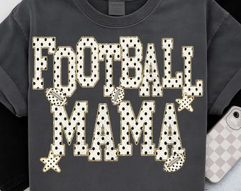 Football Mama PNG, Trendy Polka Dot Varsity Design, Football Mom Glitter Sublimation, Game Day Shirt Graphic, Digital Download