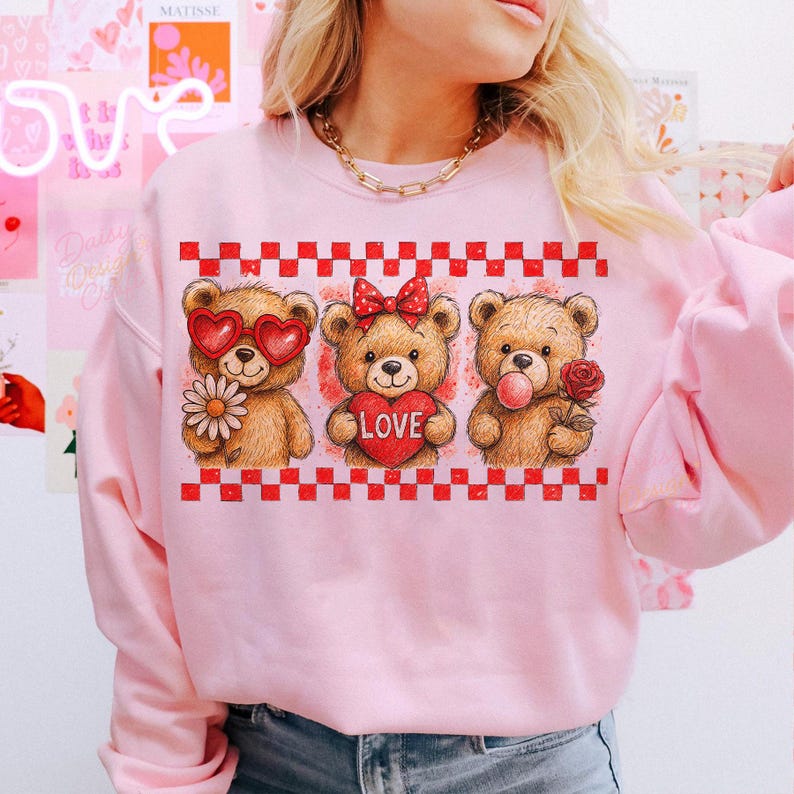 Teddy Bear Valentine PNG, Cute Bear Love Design, Pink Red Coquette ...