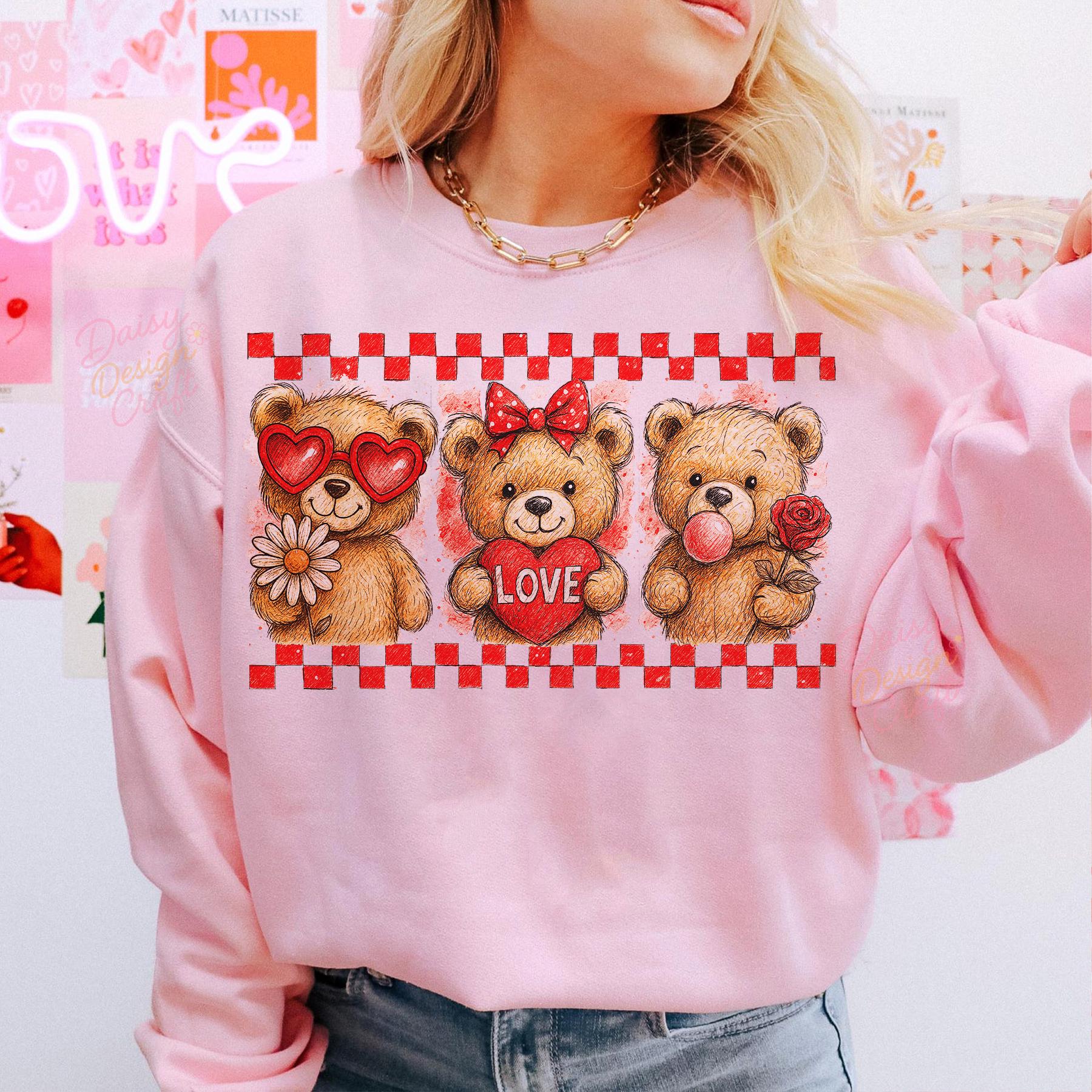 Teddy Bear Valentine PNG, Cute Bear Love Design, Pink Red Coquette ...