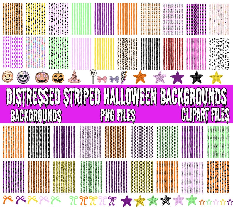 Gestreepte Halloween-leraar PNG-bundel, leraar sublimatie ontwerp, preppy Halloween leraar png, griezelig leraar shirt, trendy leraar clipart afbeelding 1