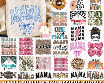 Mama png-bundel, handgetekende handletters, retro Moederdag png, cursief mama ontwerp png, preppy png, trendy sublimatie, ambachtelijk png-bestand