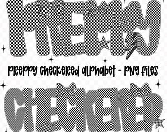 Preppy Checkered Alphabet Png, checkered star png, Sport letter png, Alphabet Png, preppy alphabet png, Game day png, Sports Alphabet Png