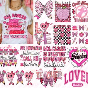Teacher Valentine Png Bundle, Teacher Valentine png, Teacher png bundle, valentines day png, valentine teacher png, Teacher Sublimation Png