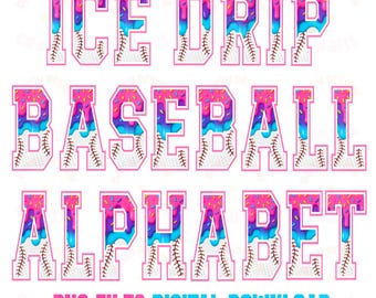 Drip Baseball Alphabet Png, Ice Cream Drip Alphabet Doodle PNG, Drippy Doodle Png, Baseball Ice Cream Drip Png, Ice-cream Cone Alpha