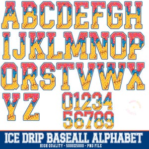Doodle de alfabeto de beisebol com gotejamento de gelo PNG, letras universitárias vermelhas e azul-marinho PNG, Doodle com gotejamento PNG, gotejamento de sorvete de beisebol PNG, casquinha de sorvete Alpha