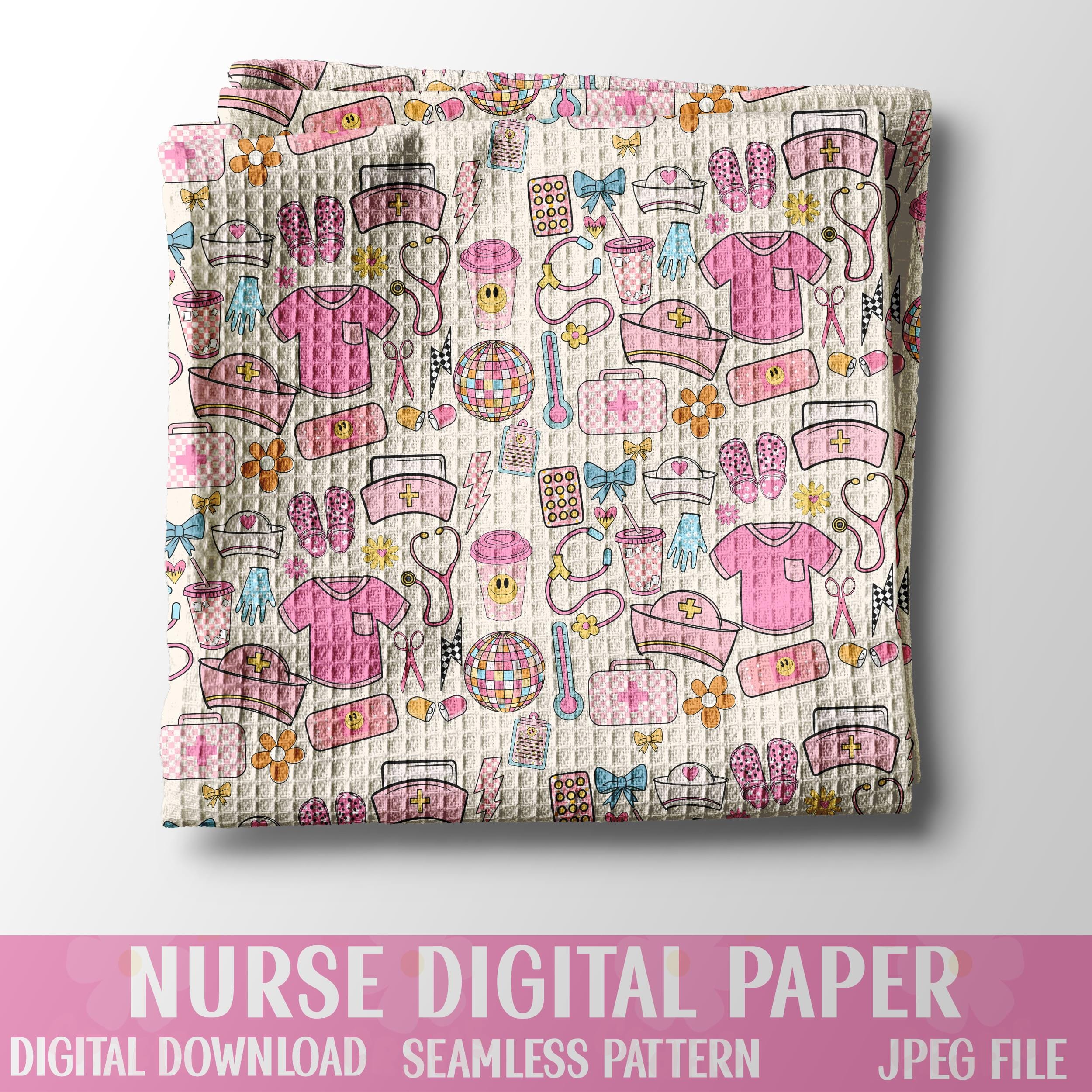 Nures Pattern Paper Nurse Digital Paper, Nurse Background, Medical Digital Paper, Retro ...