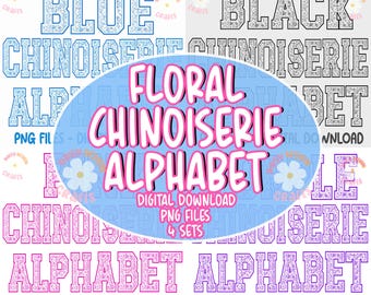 Pacote de alfabeto chinês PNG – Letras universitárias azuis, rosa, roxas e pretas, fonte chinesa PNG, alfabeto digital PNG, fonte universitária png