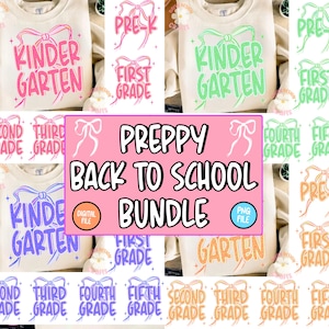 Paquete de imágenes prediseñadas de regreso a clases, jardín de infantes de 1.er y 2.º grado, primer día de clases, lazo de coqueta para maestra, lazo de coqueta rosa