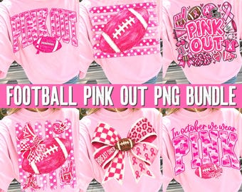 Football Pink Out PNG Bundle, Breast Cancer Awareness PNG, Pink Football Png, Game Day PNG, October Football, Pink Ribbon Sublimation Design