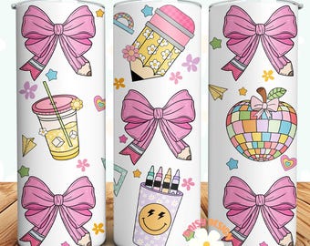Leraar Tumbler Wrap Coquette School PNG, Tumbler Naadloze Sublimatie 20oz Skinny Design, Potlood Coquette Instant Digitale Download