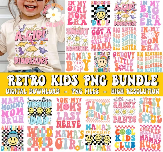 Retro Toddler Png bundle, Retro Kids Png Bundle, Kids Shirt Png, Toddler boy girl shirt, Kids Svg Bundle, Kid Shirt Sublimation, Toddler Png