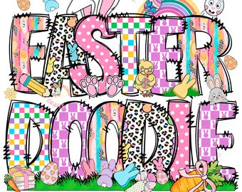 Easter Alphabet Letters PNG Bundle, Easter Clipart Png, Easter Alphabet Png, Easter Bunny Png, Easter Sublimation Doodle Png, Easter Letters
