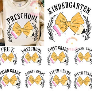 Retro Back to Shool png Bundle, Teacher Coquette pencil png, Teacher bright Dalmatian bundle, First Grade, Pre-K, 1st/2nd back to school