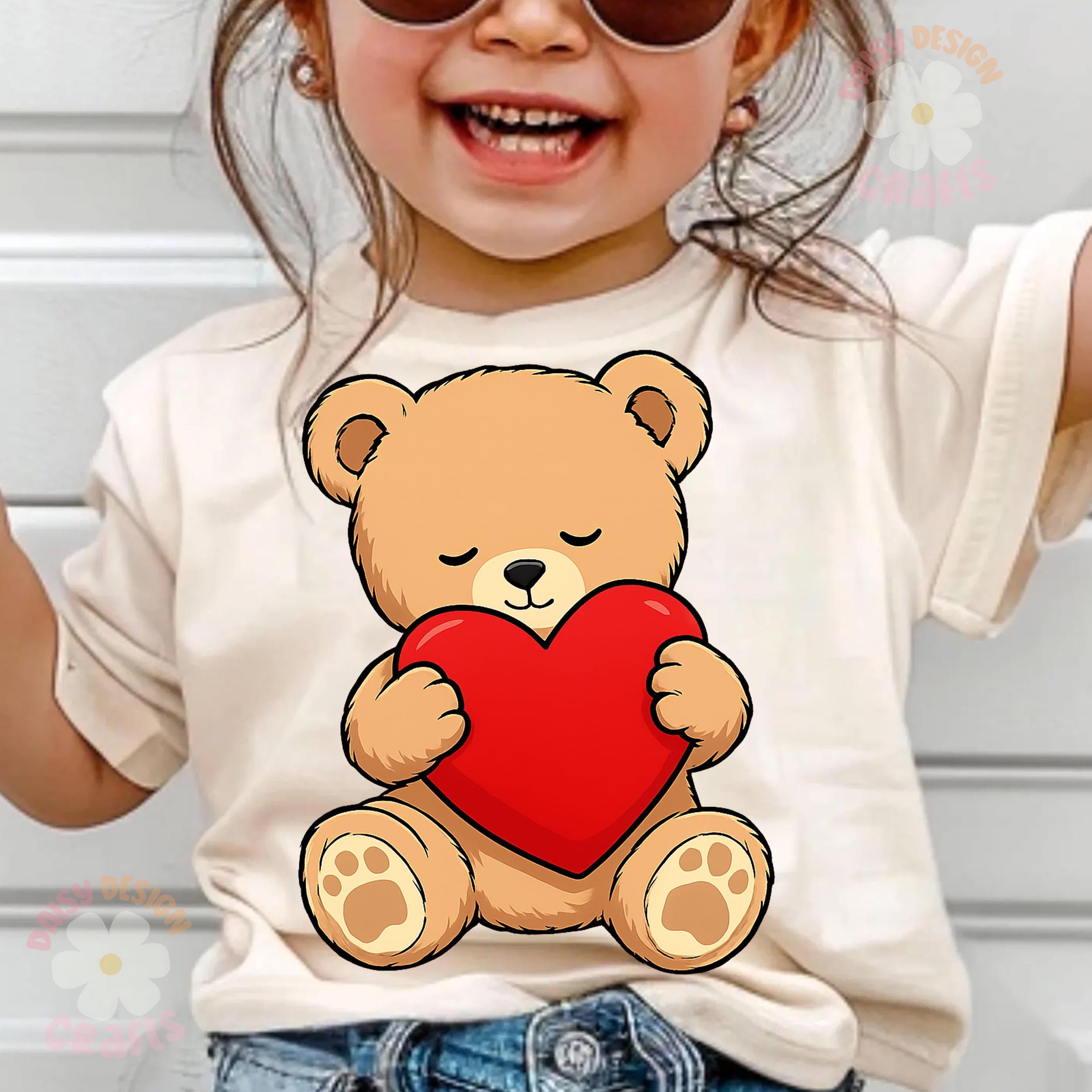 Cute Teddy Bear Valentine PNG, Kids Valentine Bear Holding Heart Design ...