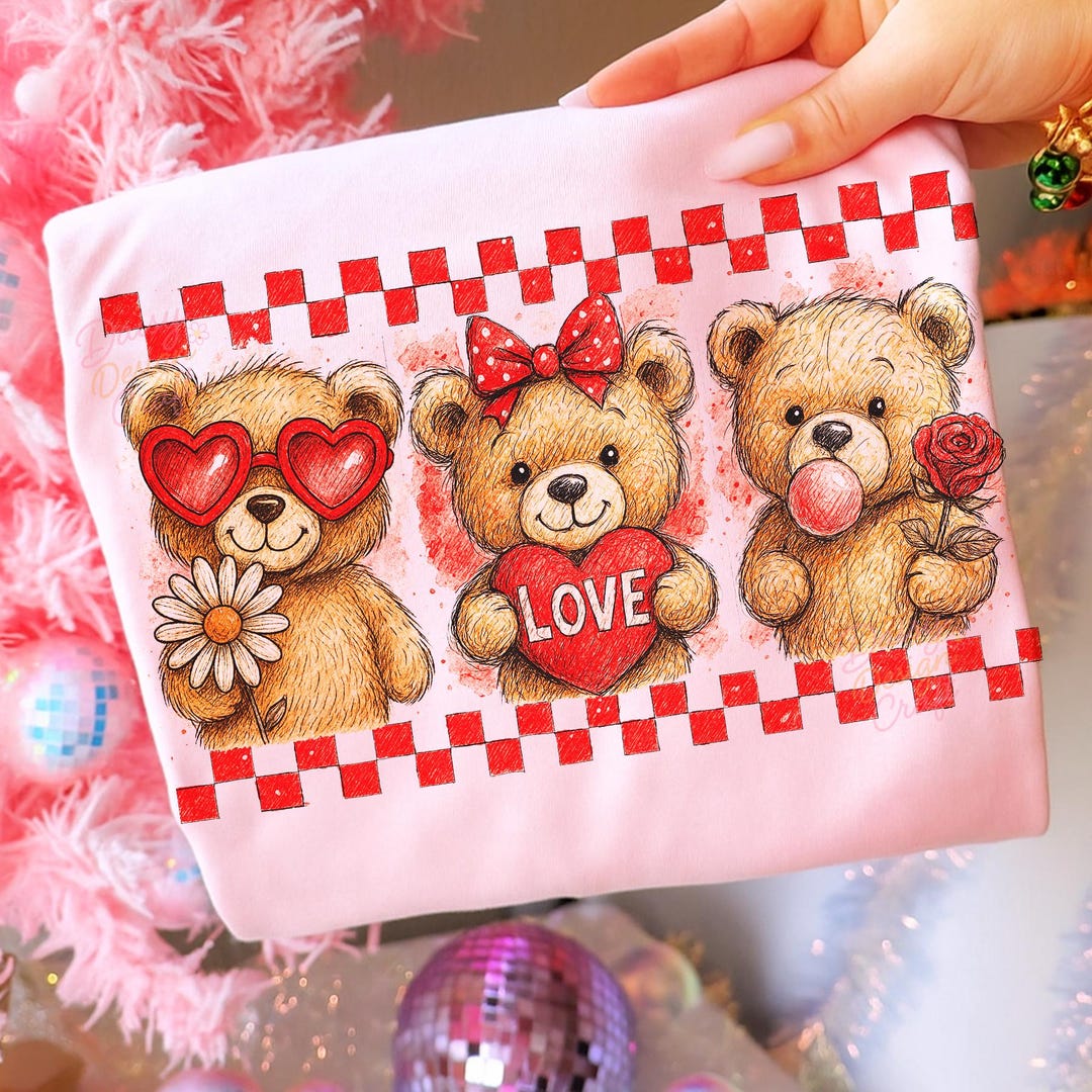 Teddy Bear Valentine PNG, Cute Bear Love Design, Pink Red Coquette ...