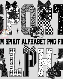 Game Day Sport Alphabet PNG, Varsity Letter A-Z, School Spirit